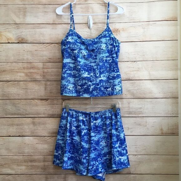 IT FIGURES! TWO PIECE SWIMSUIT IN BLUE PRINT‎ - Picture 1 of 8